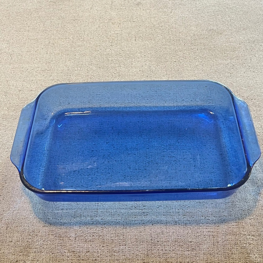 Pyrex Cobalt Blue Glass Rectangular Baking Dish 3 Quart 233 Made in USA